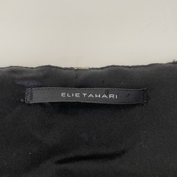 ELIE TAHARI Black 100% Silk MIRI Cocktail Dress Bubble Hem Soutache Detail Small - Picture 4 of 10